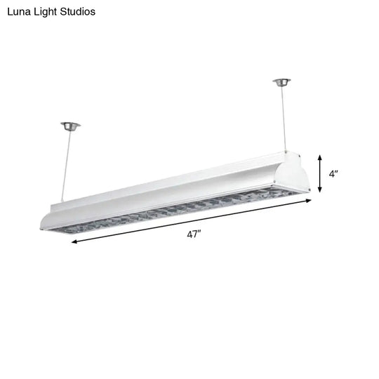 White Metal Shade Led Office Pendant Light Fixture - Modern Hanging Ceiling Lighting For Offices