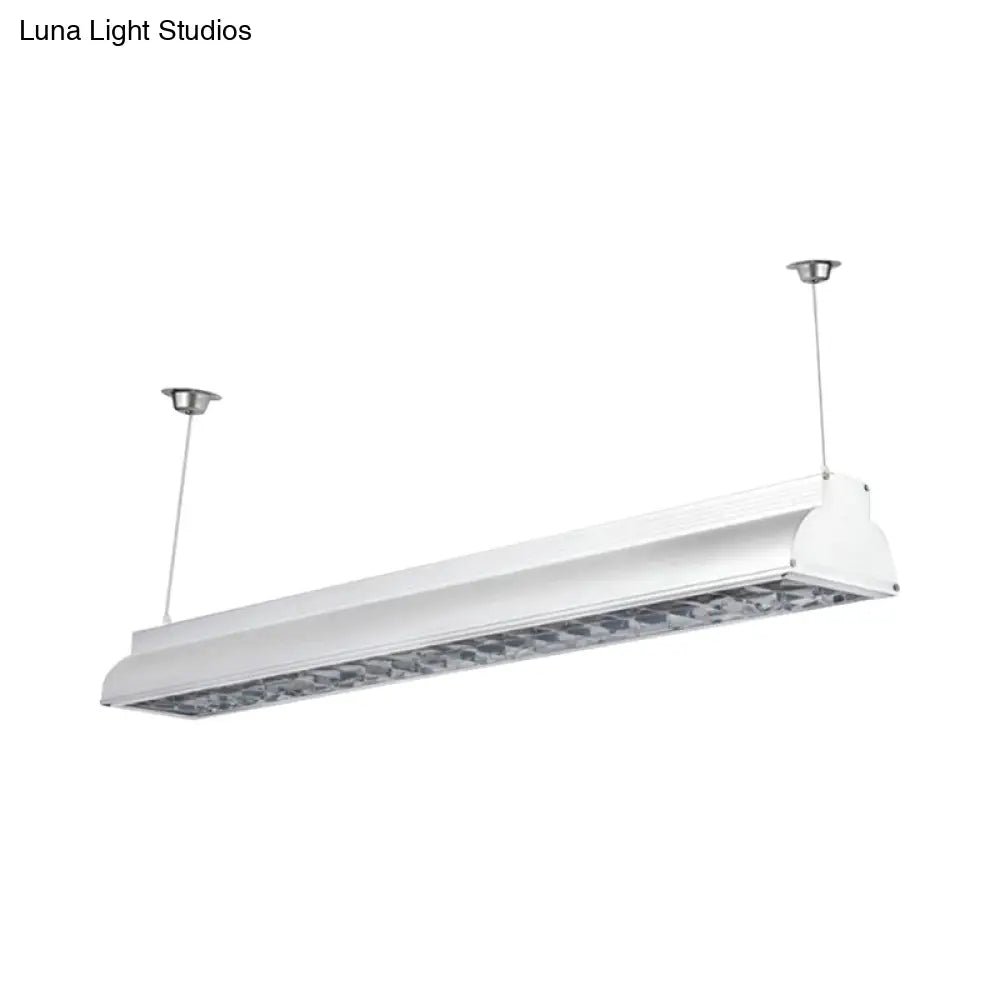 White Metal Shade Led Office Pendant Light Fixture - Modern Hanging Ceiling Lighting For Offices