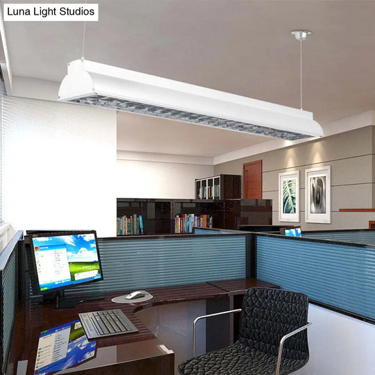 Modern Led Pendant Light With White Metal Shade - Stylish Office Ceiling Fixture