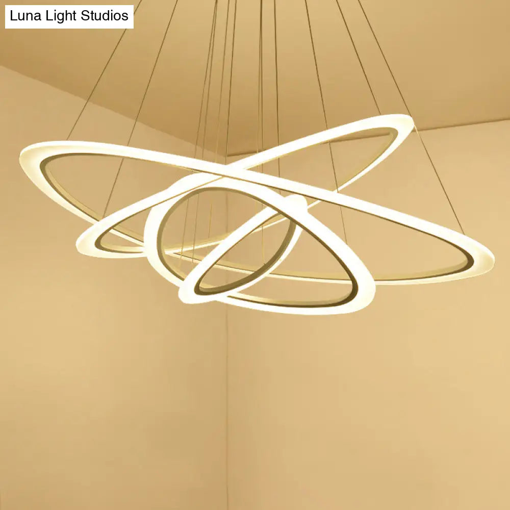 Modern Triangular Chandelier With Led Lighting - Simplicity 4-Ring Design For Living Room Ceiling