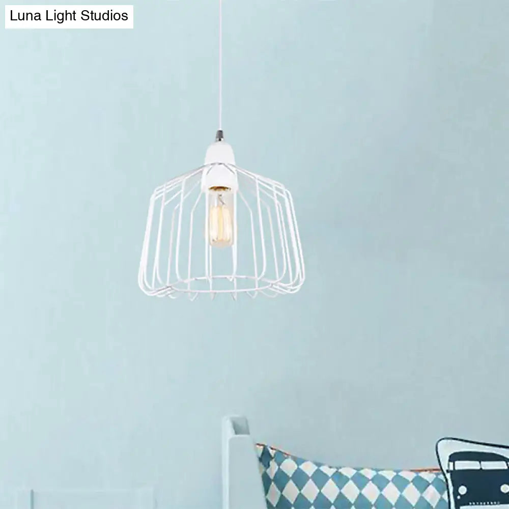 White Minimalist Metallic Pendulum Light: Stylish 1-Light Hanging Lamp Kit For Bedrooms