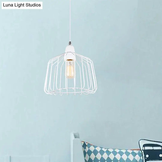 White Minimalist Metallic Pendulum Light: Stylish 1-Light Hanging Lamp Kit For Bedrooms