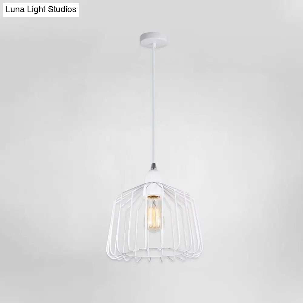 White Minimalist Metallic Pendulum Light: Stylish 1-Light Hanging Lamp Kit For Bedrooms