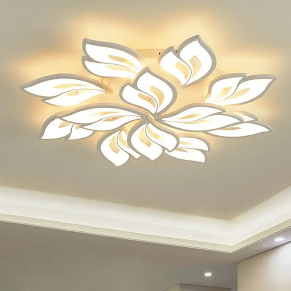 White Minimalist Flower Acrylic Led Ceiling Light For Living Room - Semi Flush Mount 12 / Warm