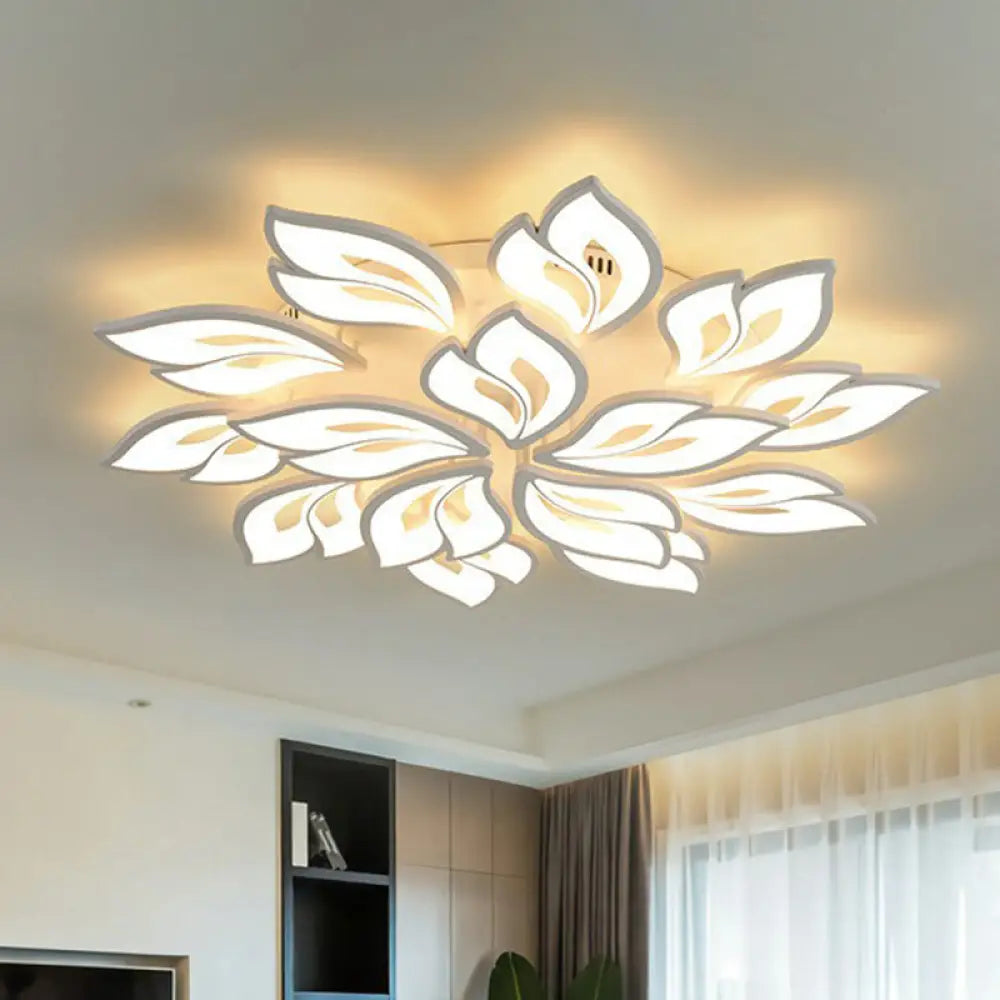 White Minimalist Flower Acrylic Led Ceiling Light For Living Room - Semi Flush Mount 15 / Warm