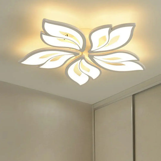 White Minimalist Flower Acrylic Led Ceiling Light For Living Room - Semi Flush Mount 5 / Warm