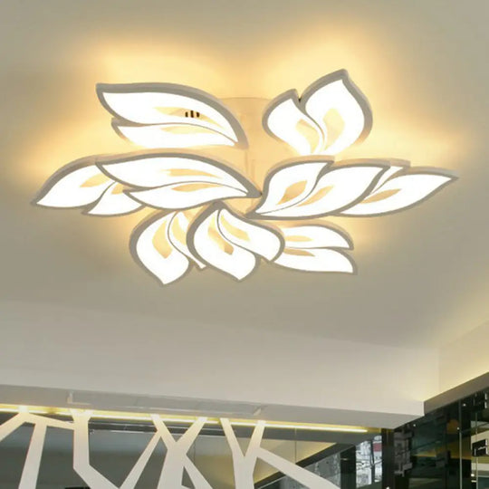 White Minimalist Flower Acrylic Led Ceiling Light For Living Room - Semi Flush Mount 9 / Warm