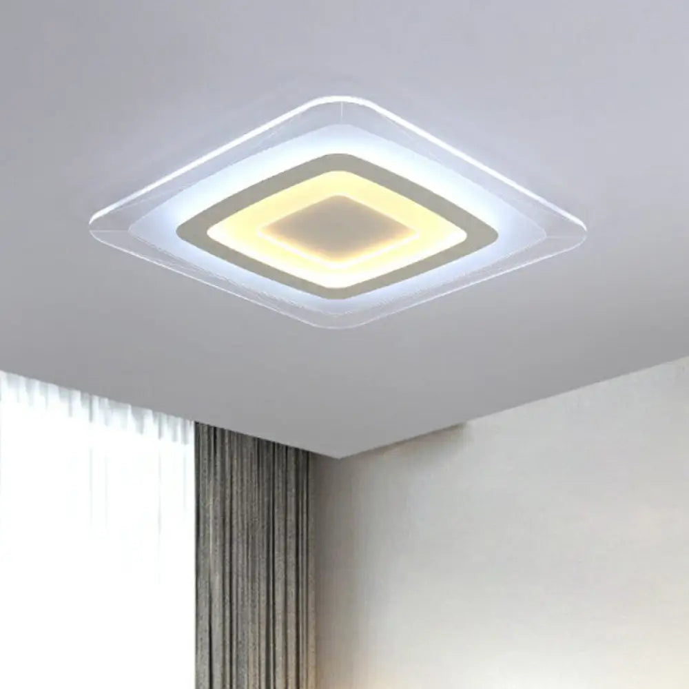 White Minimalist Led Flush Light: Ultrathin Rectangular Acrylic Ceiling Lamp For Living Room /