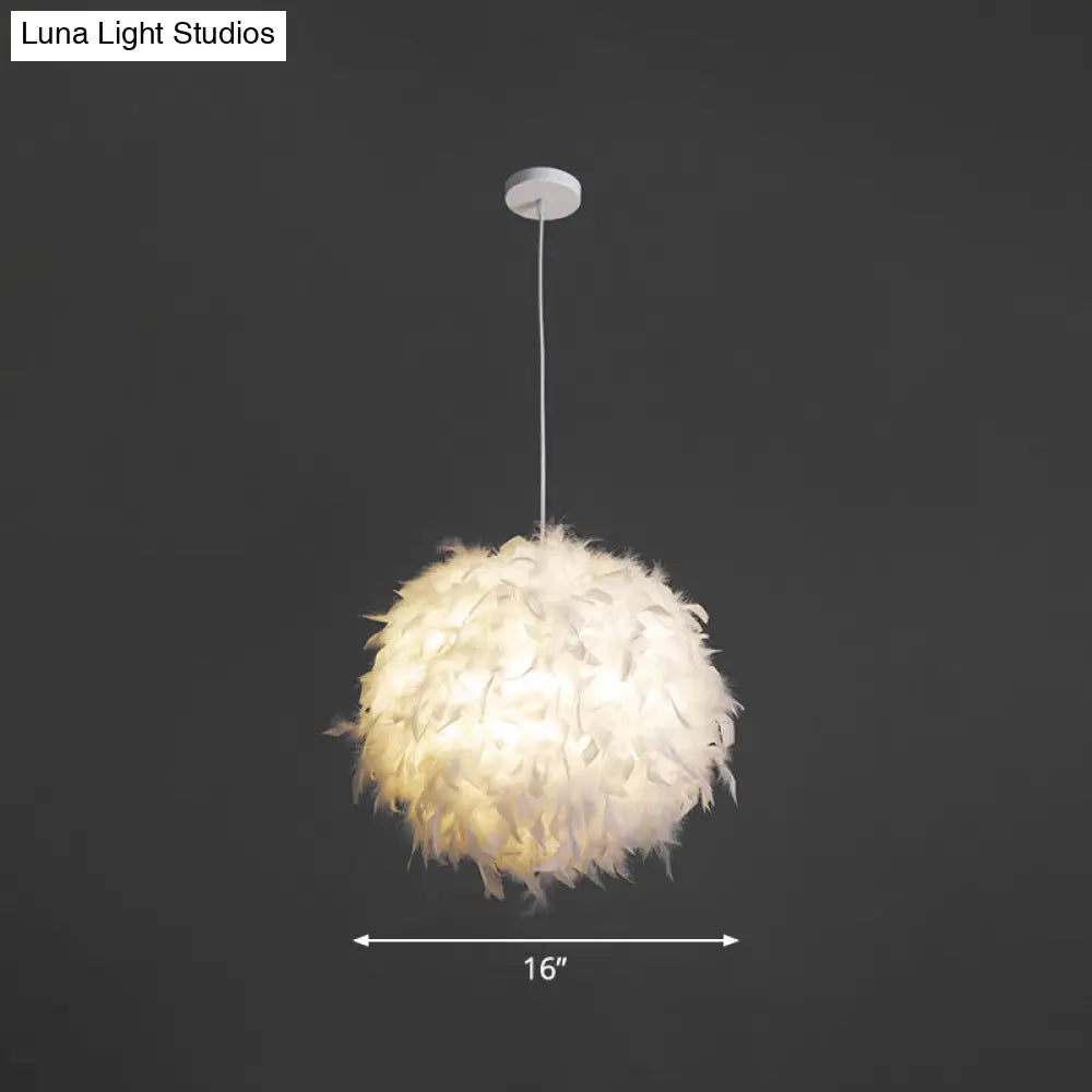 Minimalistic White Feather Pendant Light For Bedroom Suspension - 1 Head