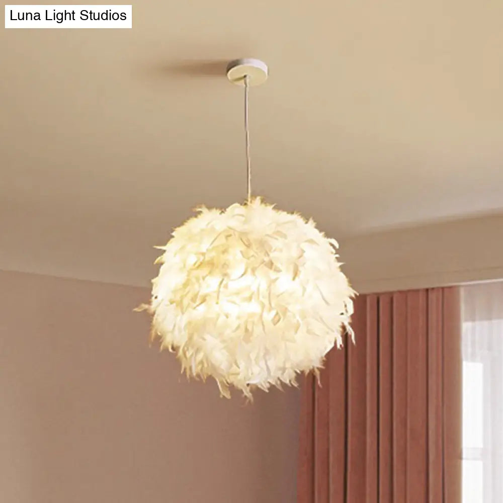 Minimalistic White Feather Pendant Light For Bedroom Suspension - 1 Head / 16