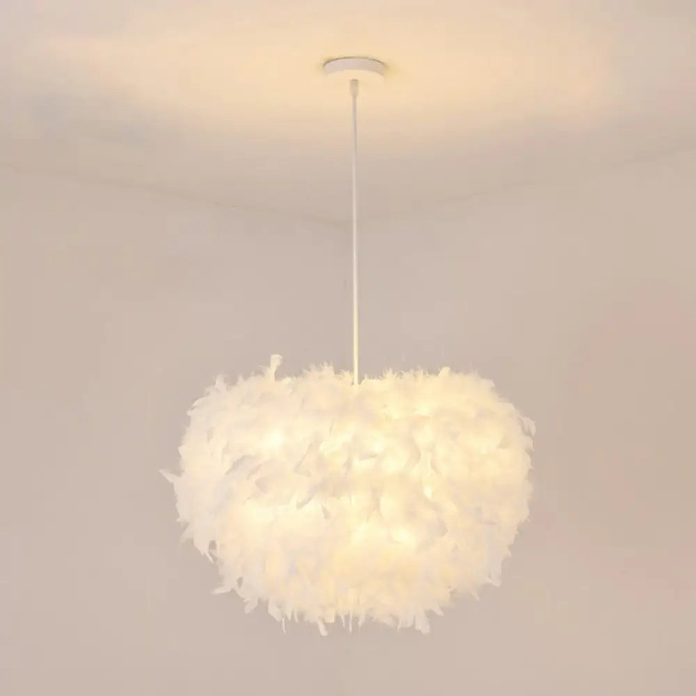 White Minimalistic Hemisphere Pendant Light For Living Room / 18’