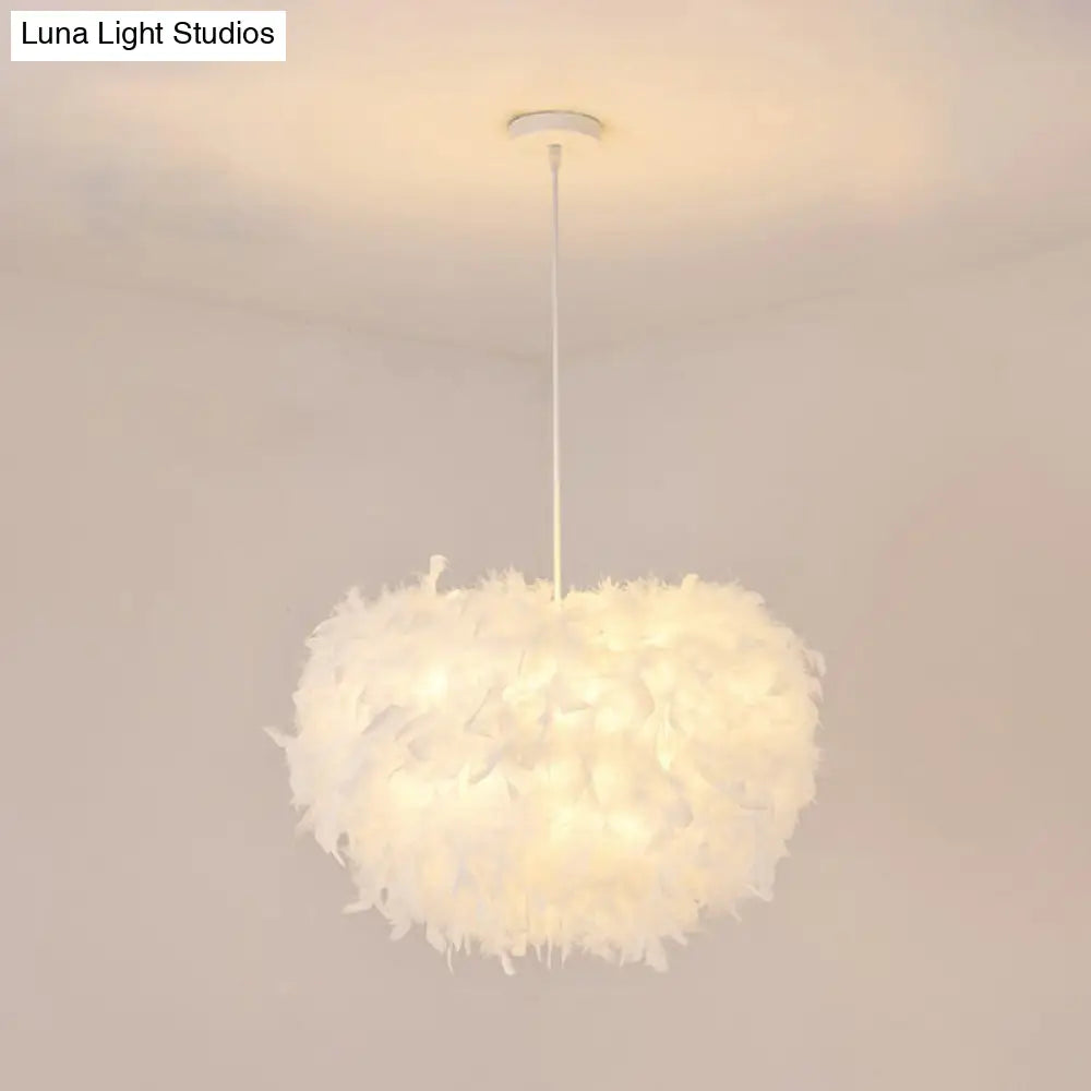 Minimalist White Hemisphere Suspension Pendant Light For Living Room / 14