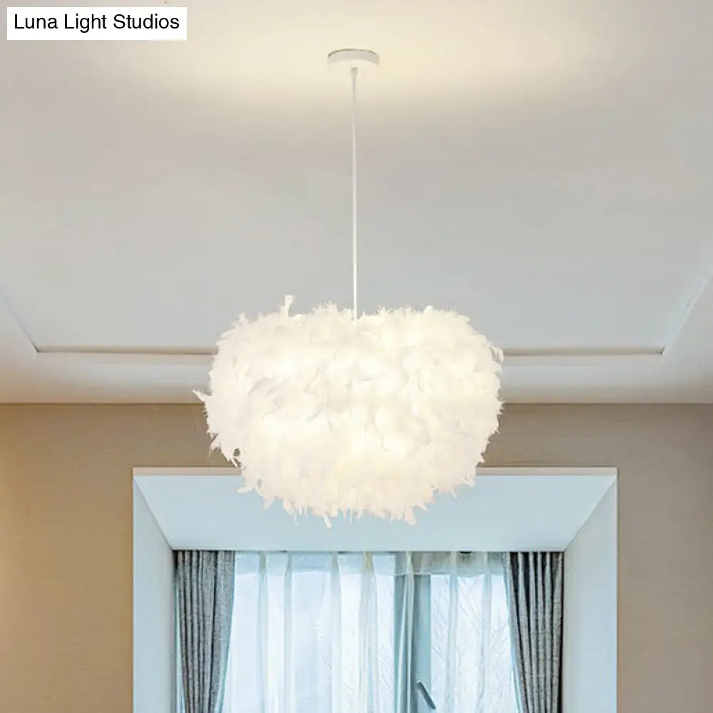 Minimalist White Hemisphere Suspension Pendant Light For Living Room