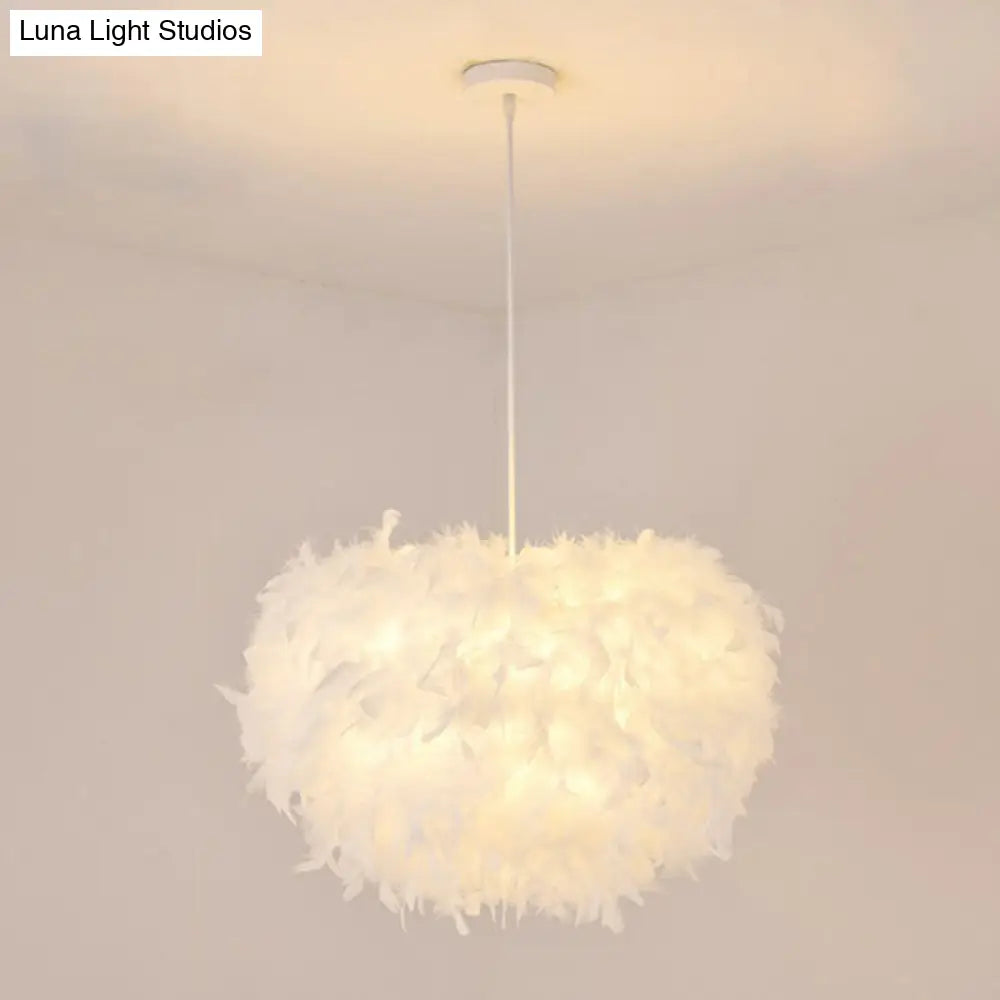 Minimalist White Hemisphere Suspension Pendant Light For Living Room / 20.5