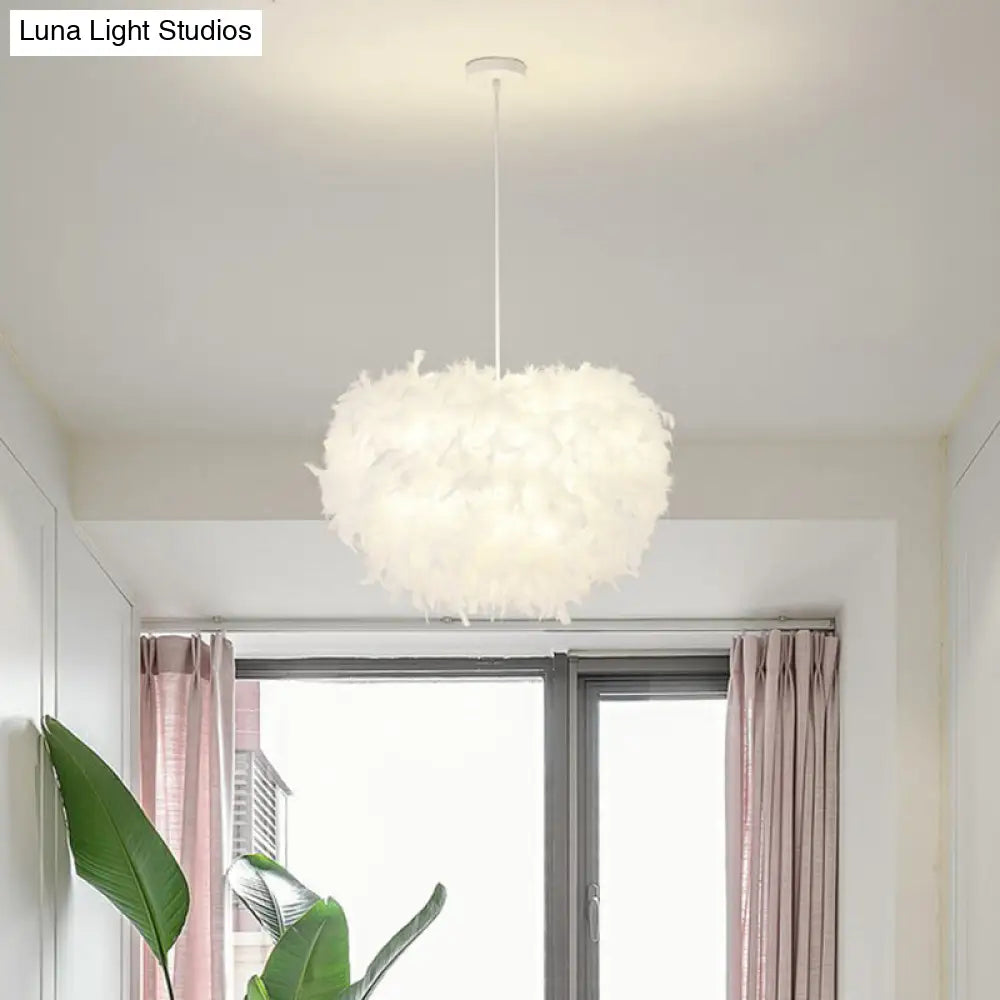 Minimalist White Hemisphere Suspension Pendant Light For Living Room