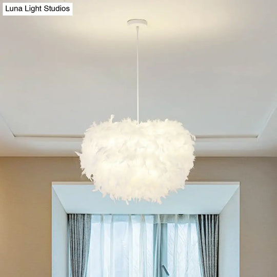 White Minimalistic Hemisphere Pendant Light For Living Room