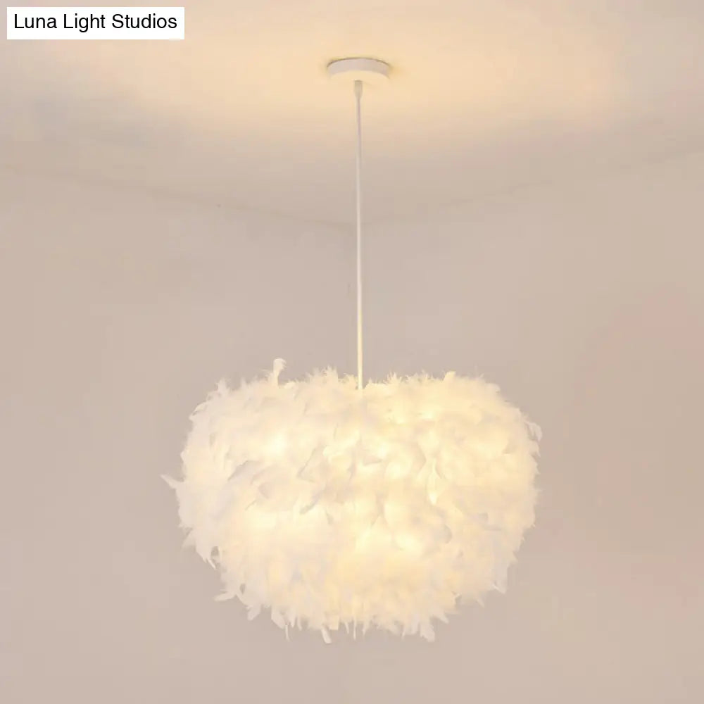 Minimalist White Hemisphere Suspension Pendant Light For Living Room / 18