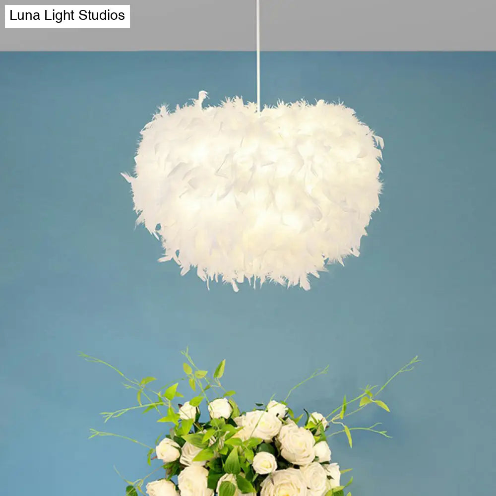 White Minimalistic Hemisphere Pendant Light For Living Room