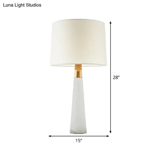 White Modern Conical Shade Desk Lamp With 1 Bulb For Bedroom