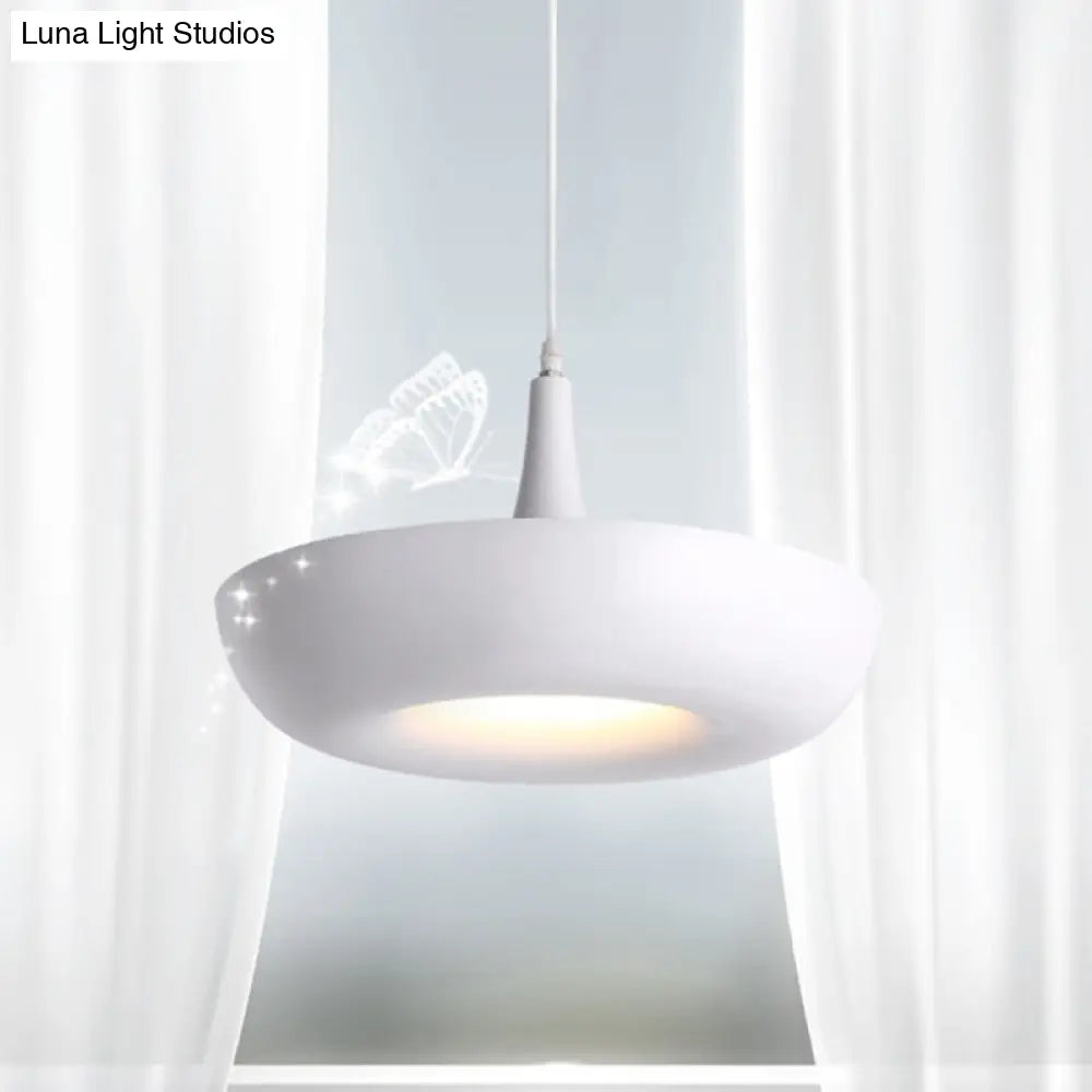 Modern Metal Pendant Light - White Suspension Lamp For Dining Room Bowl 1