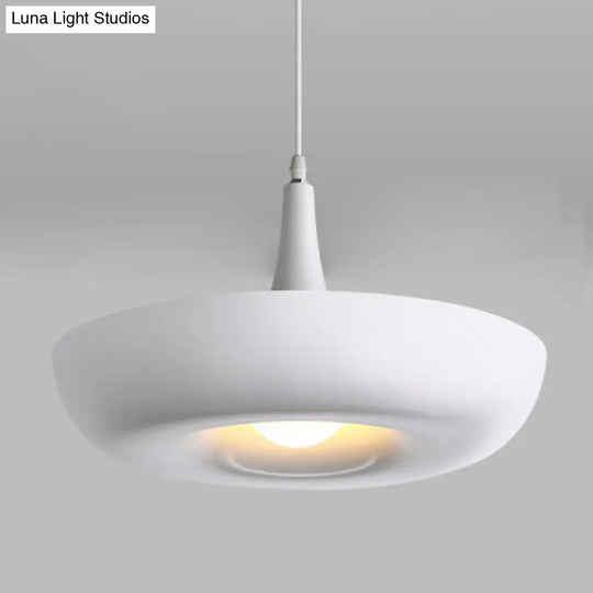 White Modern Metal Pendant Lamp For Dining Room With 1 Light Suspension