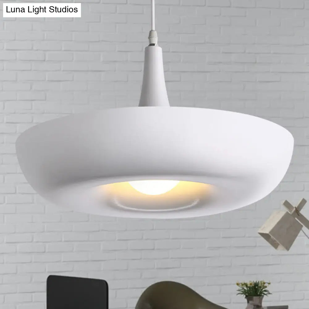 White Modern Metal Pendant Lamp For Dining Room With 1 Light Suspension