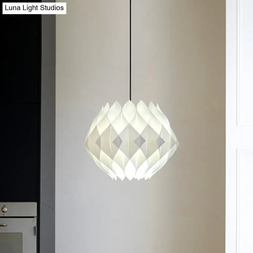 White Acrylic 1-Light Pendant Lamp For Modern Bedside Decor