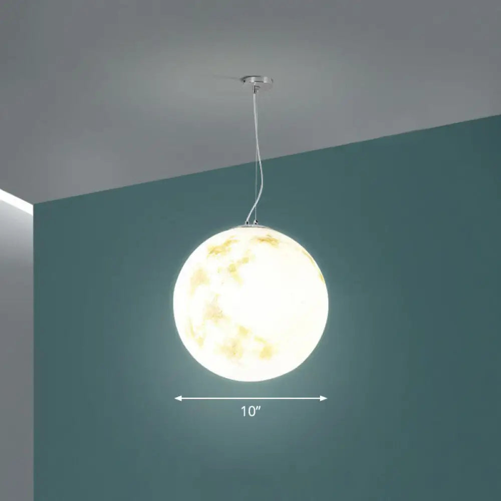 White Moon Acrylic Pendant Light - Elegant 1-Light Ceiling Fixture For Restaurants / 10’’