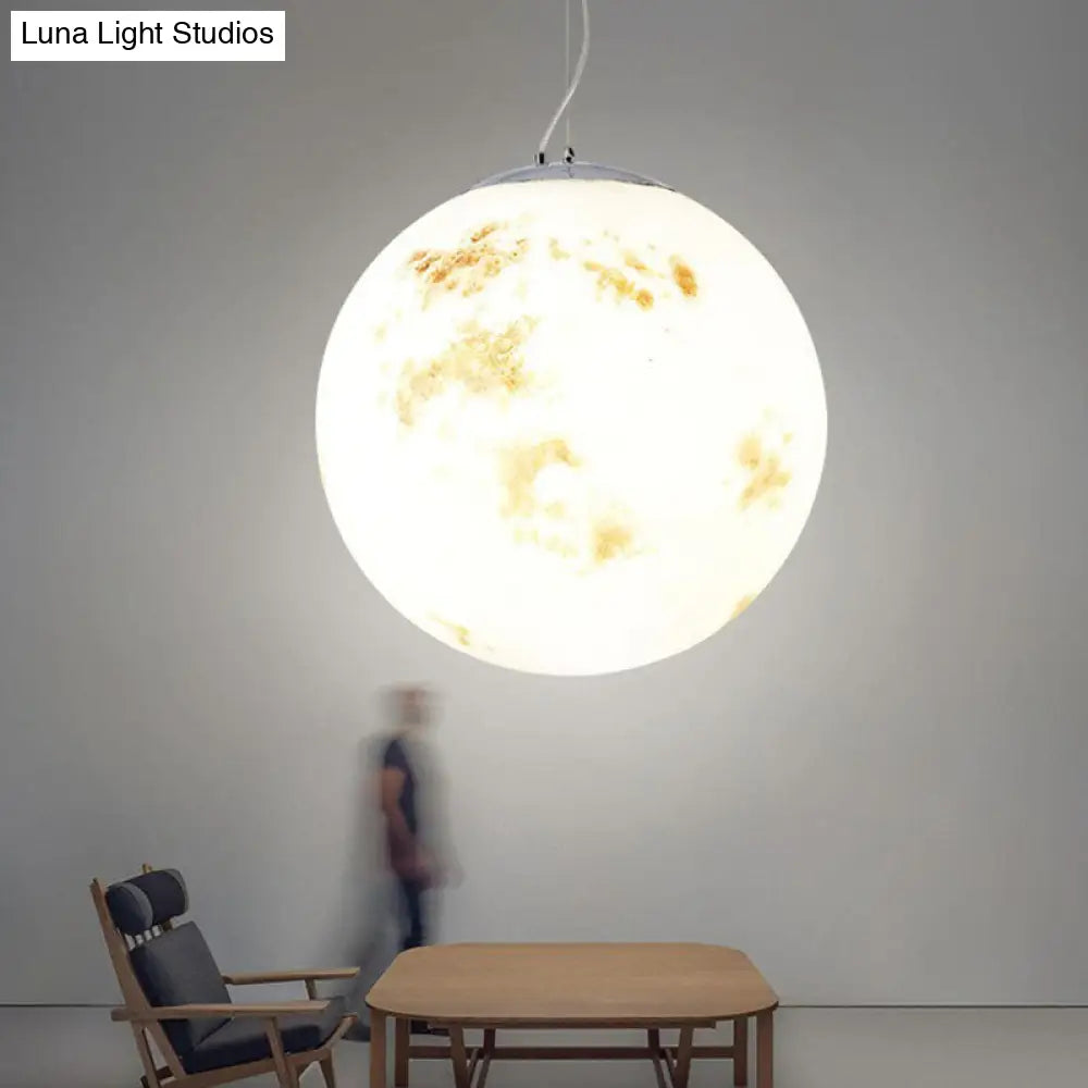 White Moon Acrylic Pendant Light - Elegant 1-Light Ceiling Fixture For Restaurants