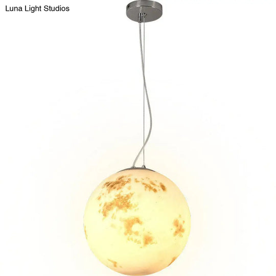 White Moon Hanging Light: Stylish 1-Light Pendant With Acrylic Shade For Restaurants