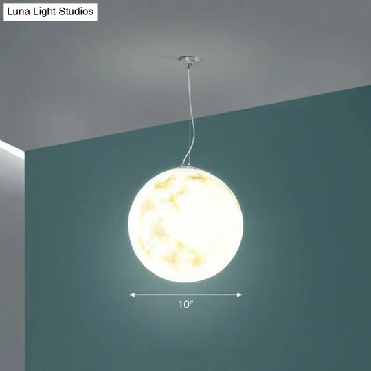 White Moon Hanging Light: Stylish 1-Light Pendant With Acrylic Shade For Restaurants / 10