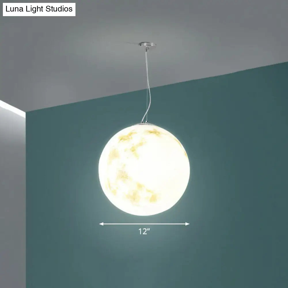 White Moon Hanging Light: Stylish 1-Light Pendant With Acrylic Shade For Restaurants / 12