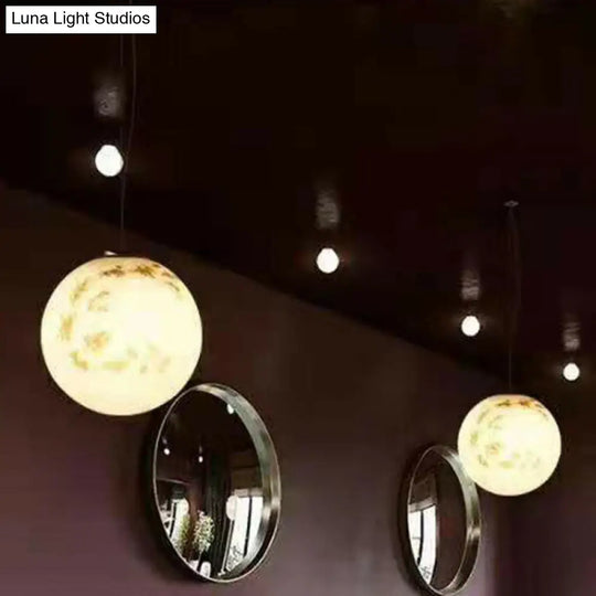 White Moon Acrylic Pendant Light - Elegant 1-Light Ceiling Fixture For Restaurants