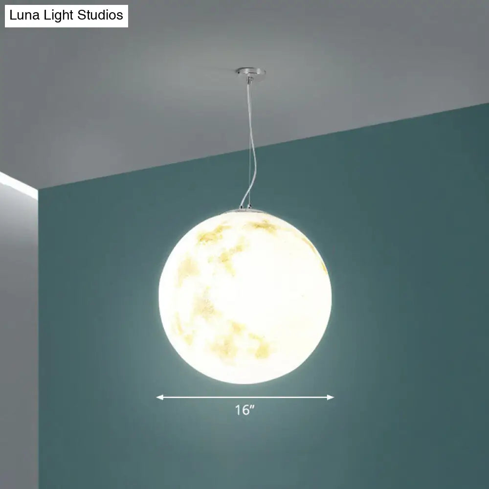 White Moon Hanging Light: Stylish 1-Light Pendant With Acrylic Shade For Restaurants / 16