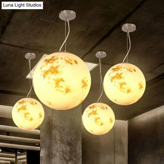 White Moon Hanging Light: Stylish 1-Light Pendant With Acrylic Shade For Restaurants