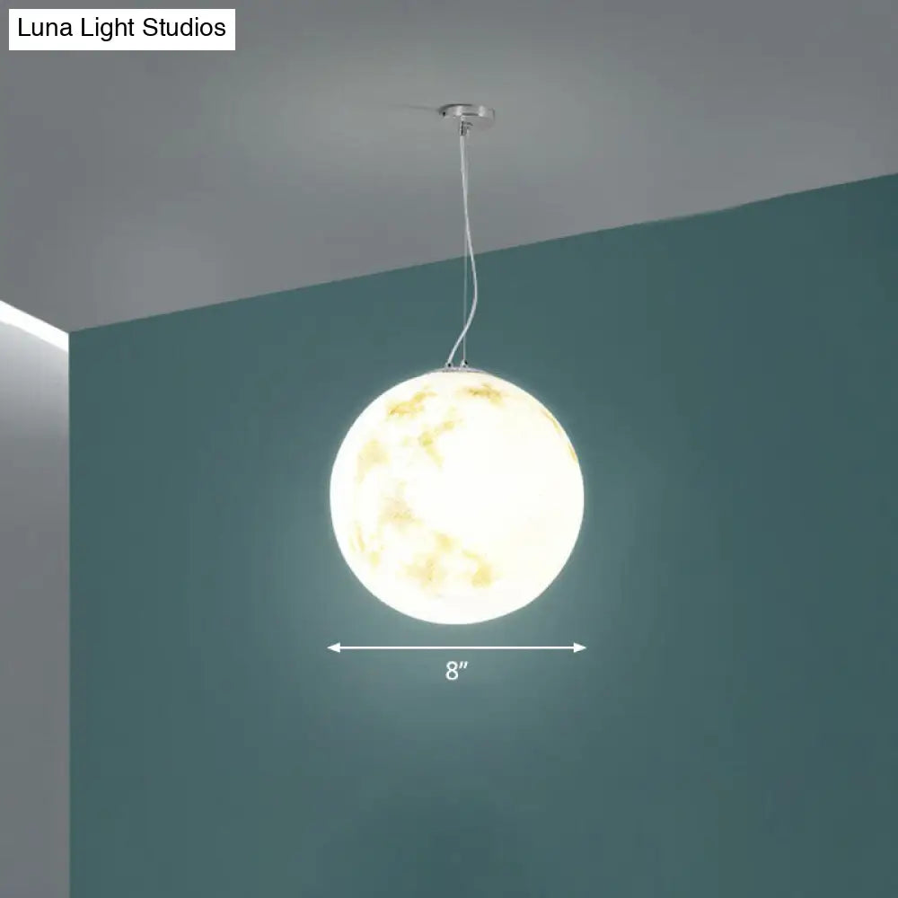 White Moon Hanging Light: Stylish 1-Light Pendant With Acrylic Shade For Restaurants / 8