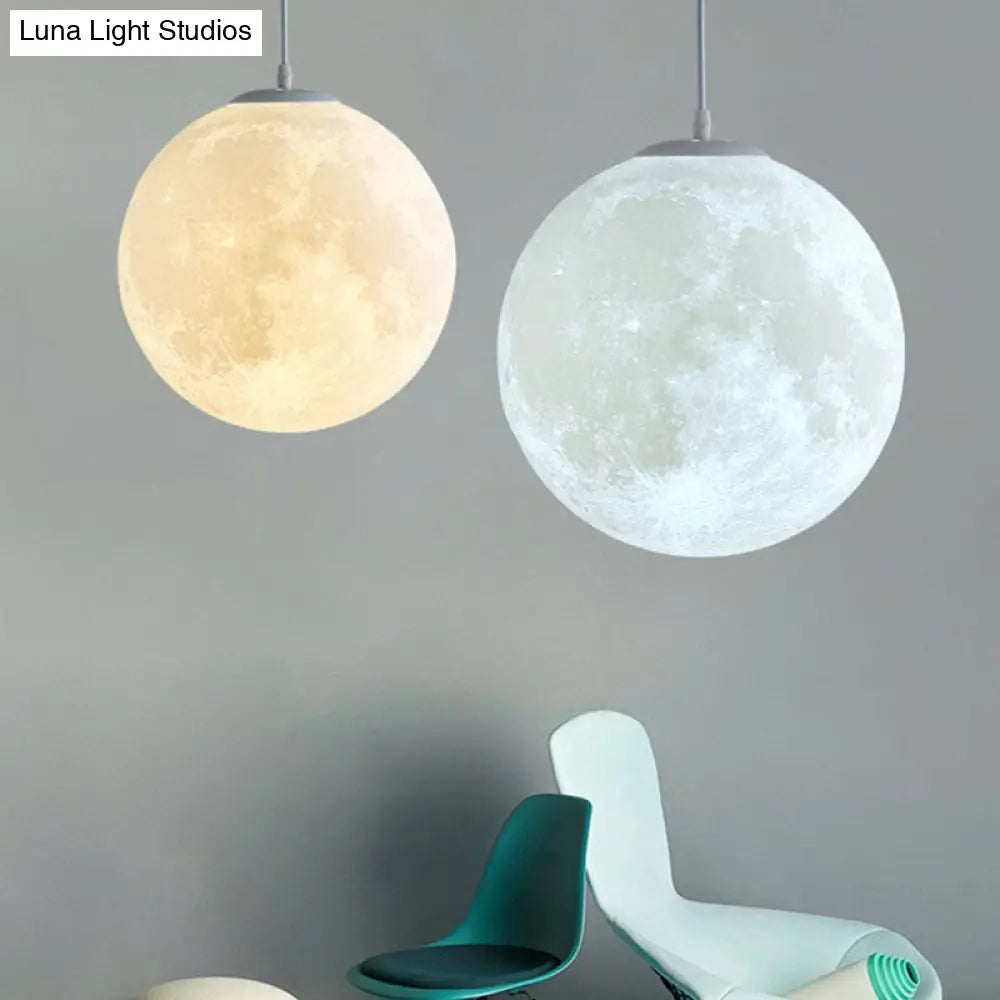 Led Moon Shaped Pendulum Light Fixture In White - Art Deco Pla For Restaurants