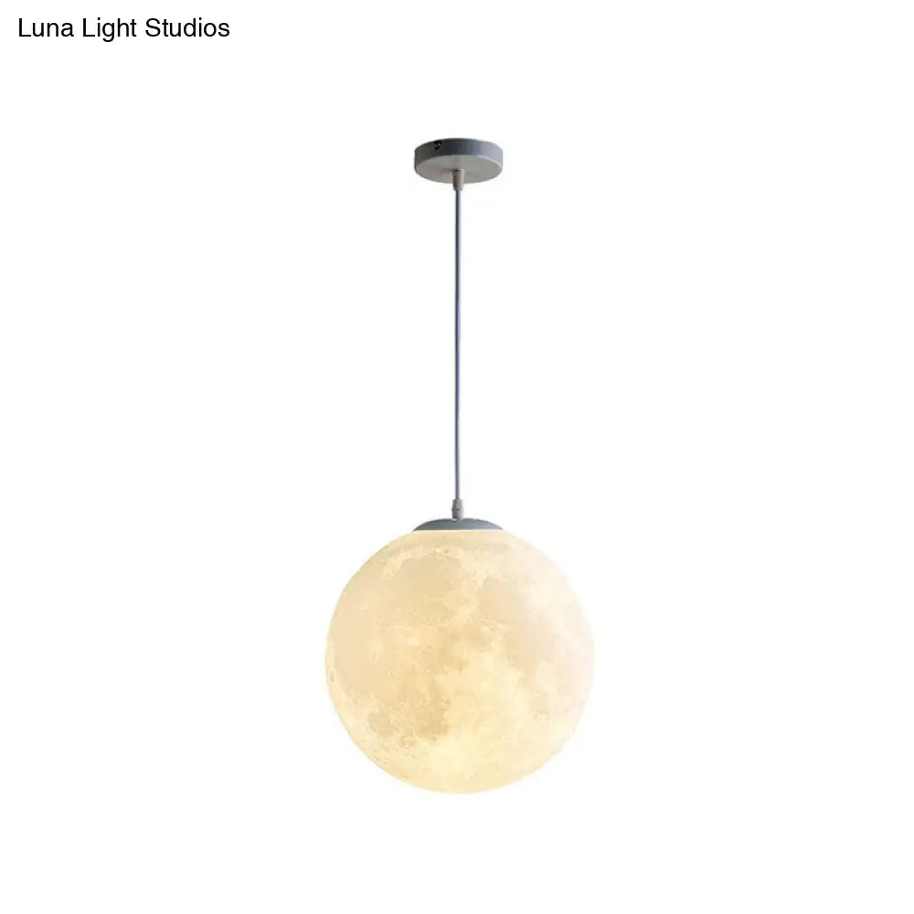 Led Moon Shaped Pendulum Light Fixture In White - Art Deco Pla For Restaurants / 8