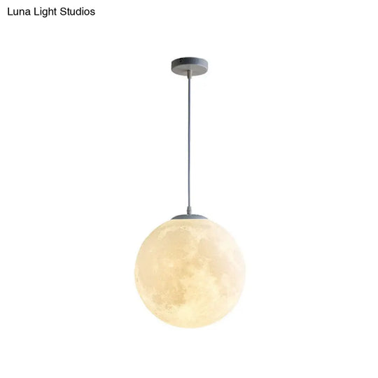 Led Moon Shaped Pendulum Light Fixture In White - Art Deco Pla For Restaurants / 8