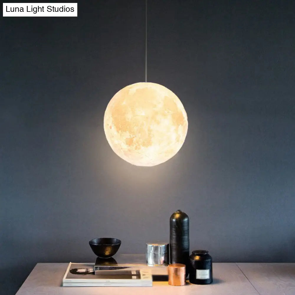 Led Moon Shaped Pendulum Light Fixture In White - Art Deco Pla For Restaurants