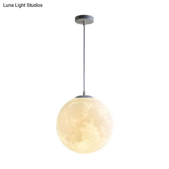 Led Moon Shaped Pendulum Light Fixture In White - Art Deco Pla For Restaurants / 10