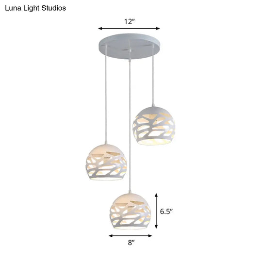 White Multi-Pendant Ceiling Lamp With Metallic Shades