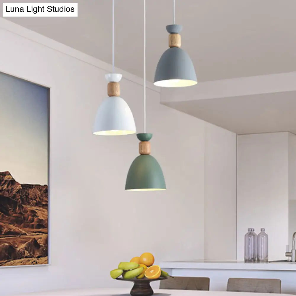 White Multi-Pendant Macaron Metal Hanging Lamp With 3 Lights For Dining Room Ceiling