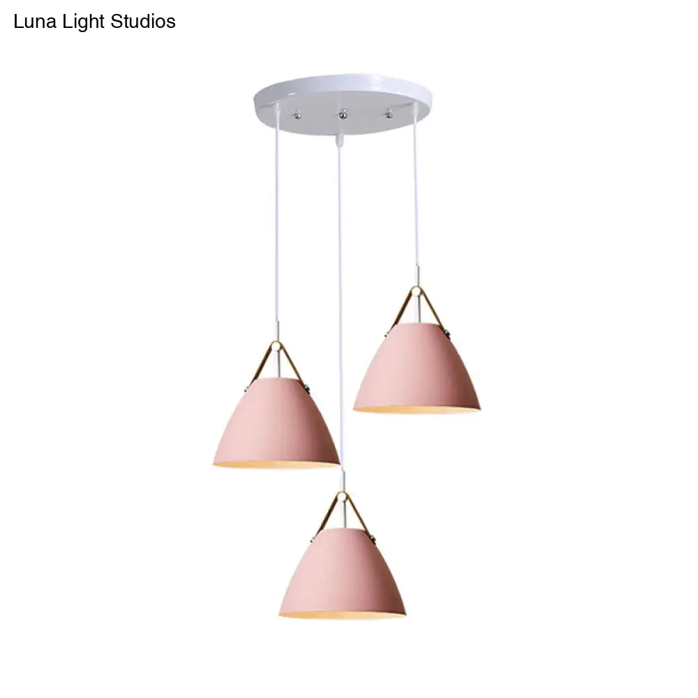 White Multi-Pendant Macaron Metal Hanging Lamp With 3 Lights For Dining Room Ceiling