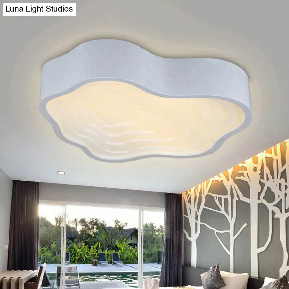 White Nordic Acrylic Flush Mount Ceiling Light For Wave Living Room