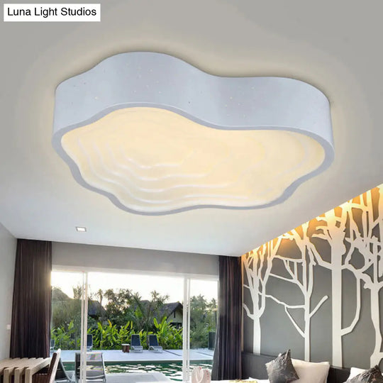 White Nordic Acrylic Flush Mount Ceiling Light For Wave Living Room