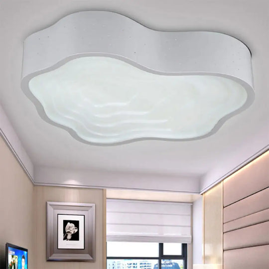 White Nordic Acrylic Flush Mount Ceiling Light For Wave Living Room / Warm