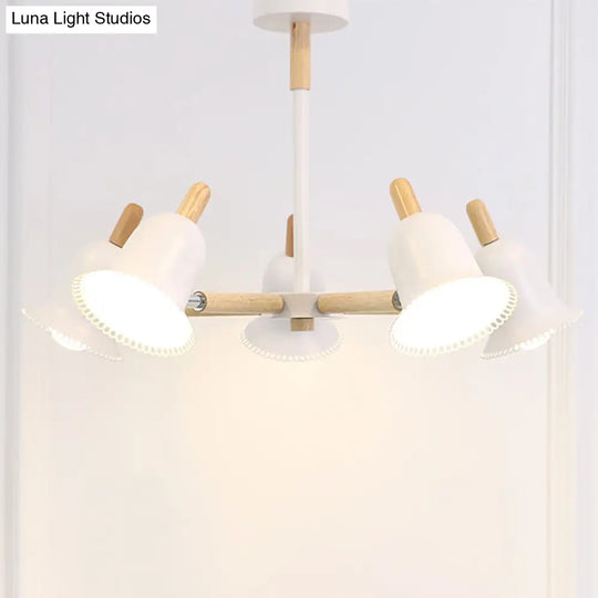 White Nordic Ceiling Pendant Wood Chandelier For Stylish Living Room Décor