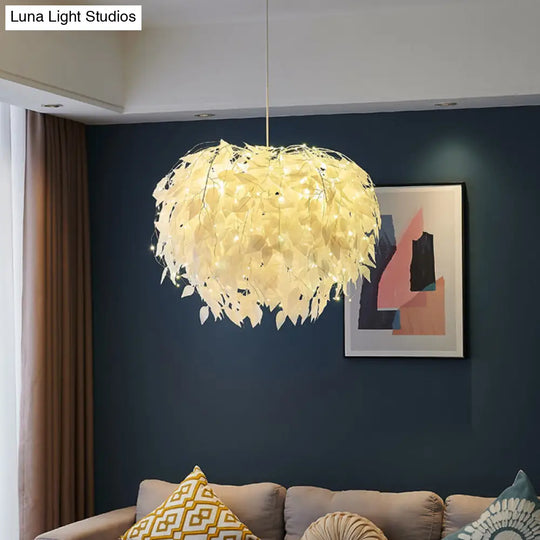 Sleek Nordic Fabric Pendant Light: White Domed Suspension For Living Room