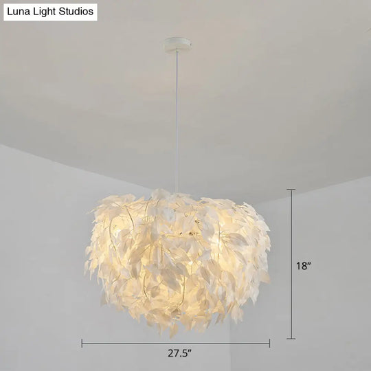 Sleek Nordic Fabric Pendant Light: White Domed Suspension For Living Room